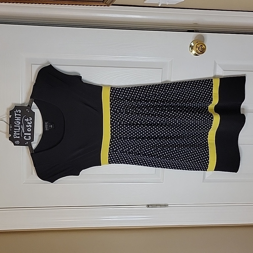 Enfocus Studio Dress 4 Black White yellow Polka Dot